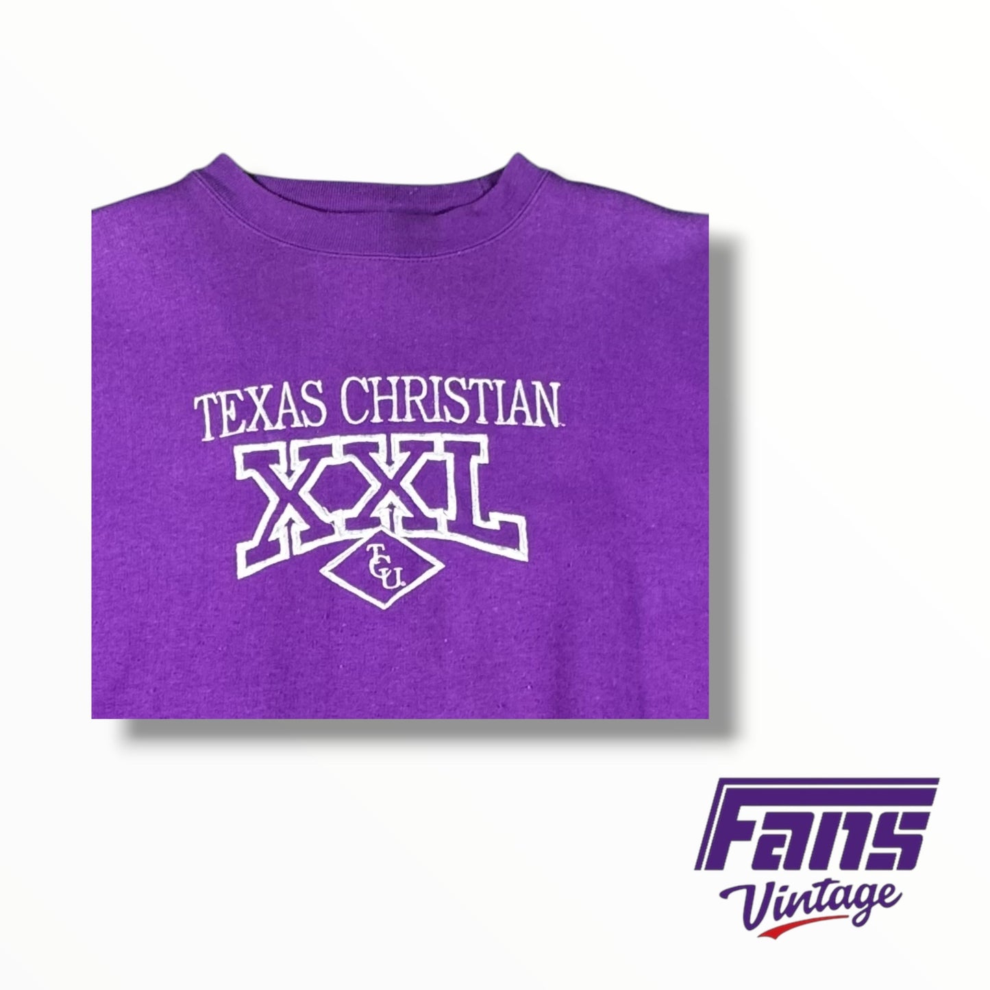 Vintage 90s TCU Purple & Gray Crewneck