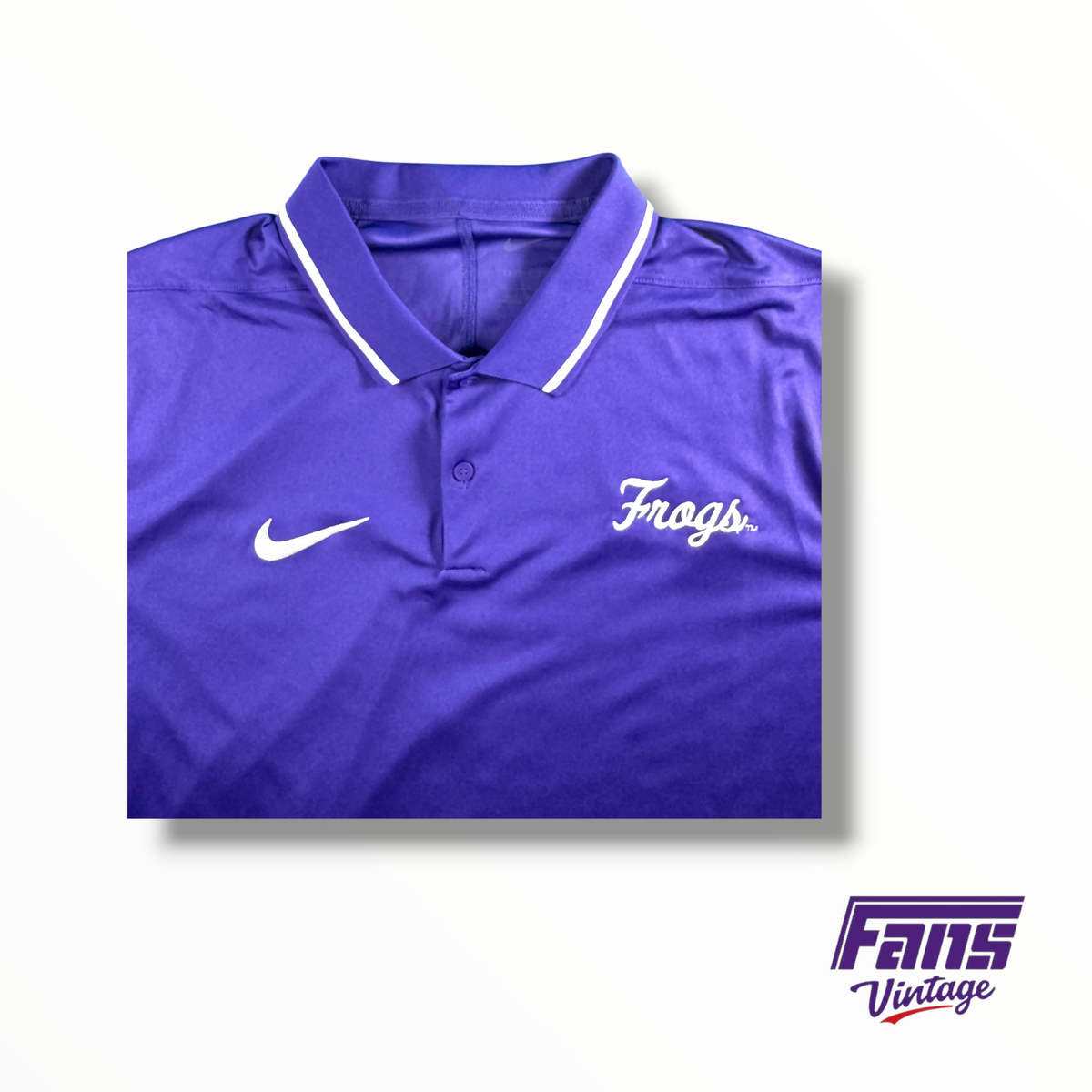 TCU Team Issued Embroidered Frogs Script Nike Dri-Fit Polo