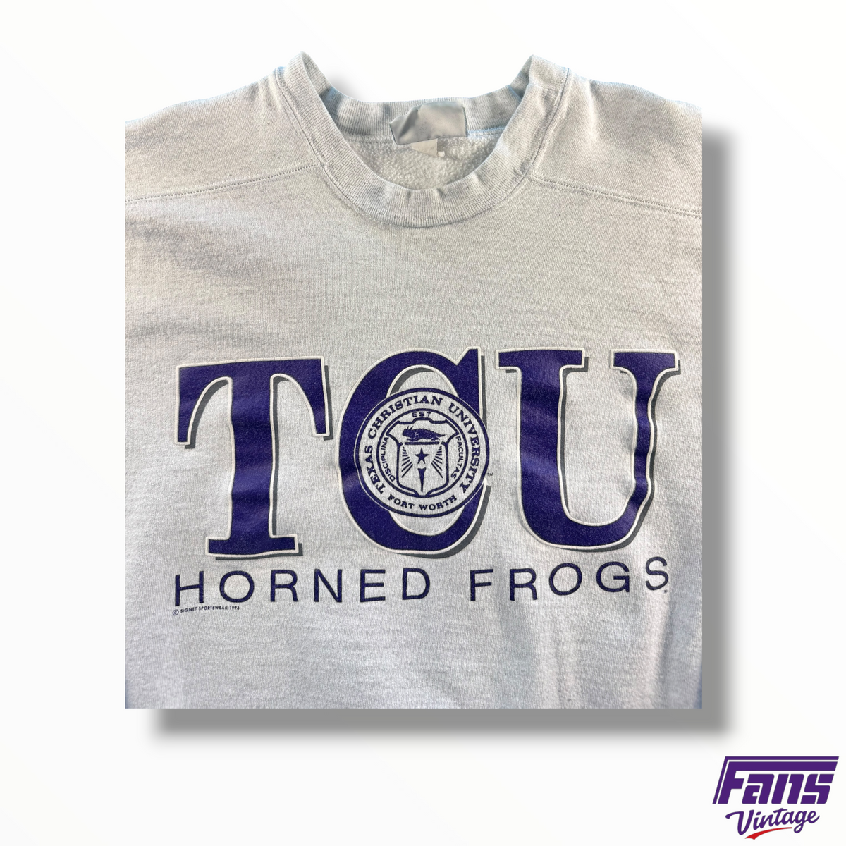 Vintage 1993 TCU Crewneck Sweater with School Seal