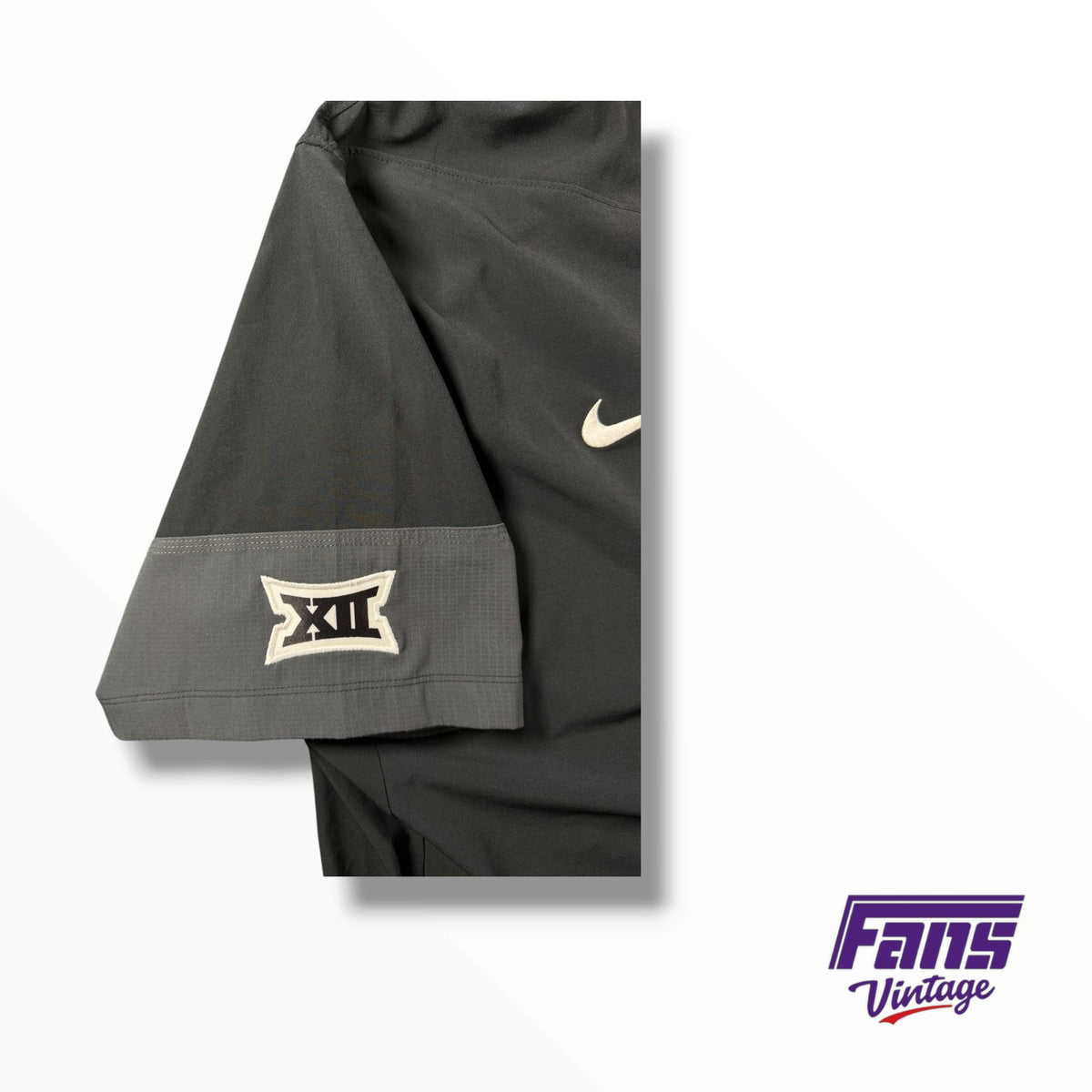 TCU Football Nike Team Issued Premium Blackout Script Frogs Short Sleeve Matte Quarter-Zip Pullover