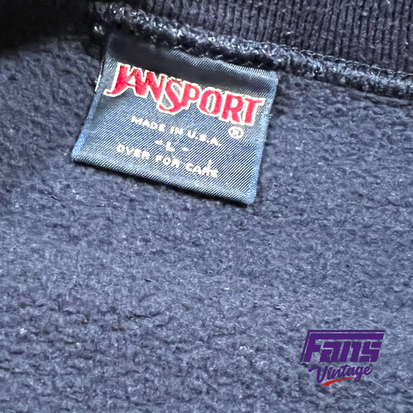 RAD - Ultra Rare Vintage TCU Crewneck Sweater in Navy Blue with gorgeous suede patch featuring Robert Carr Chapel
