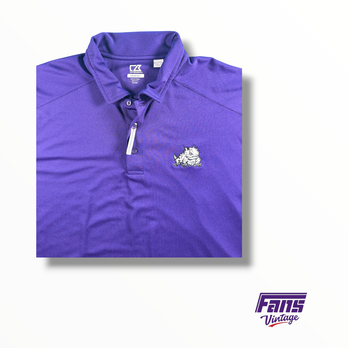 TCU Embroidered Frog Premium Cutter & Buck DryTec Polo