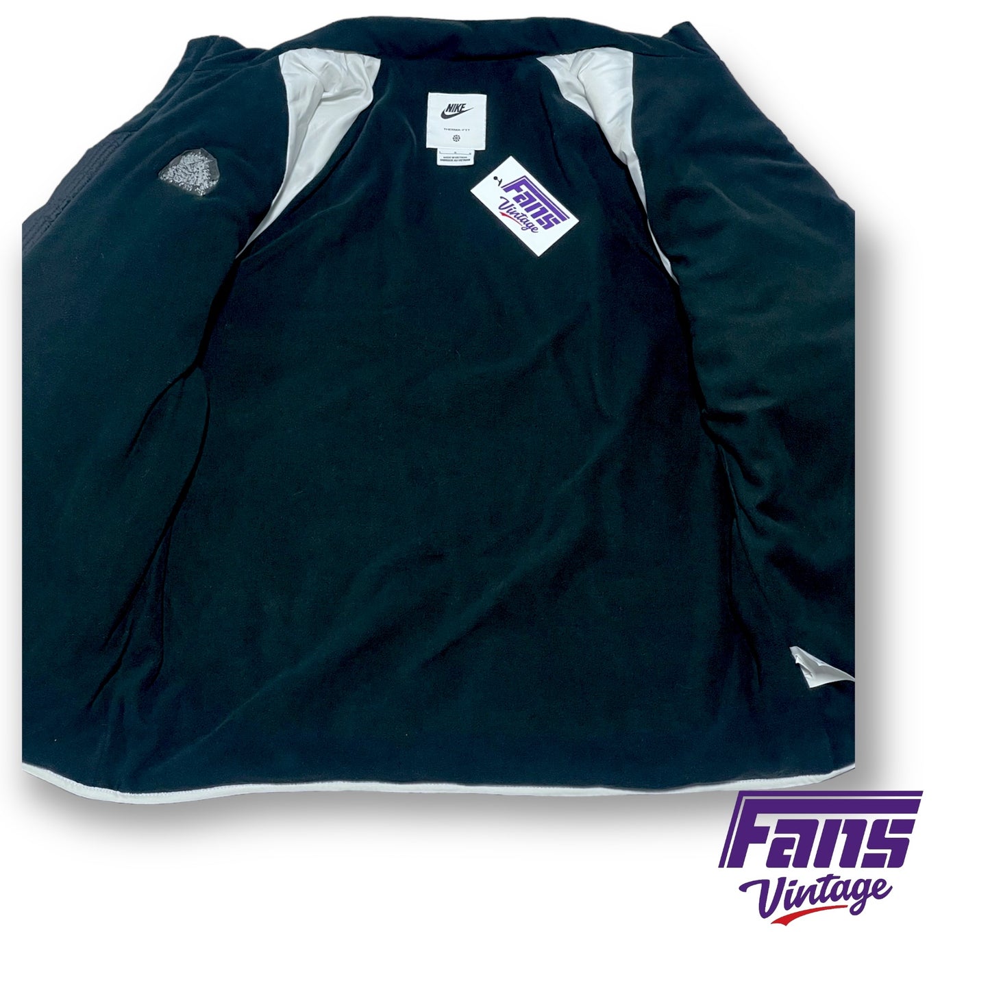 RARE TCU Football Team Exclusive Nike Black and White Fleece-lined Puffer Jacket