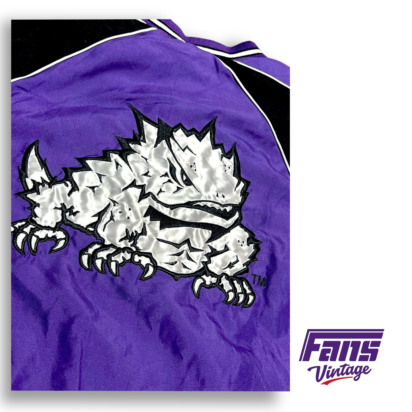 Y2K Vintage TCU Windbreaker Pullover with insane satin look embroidered logos!