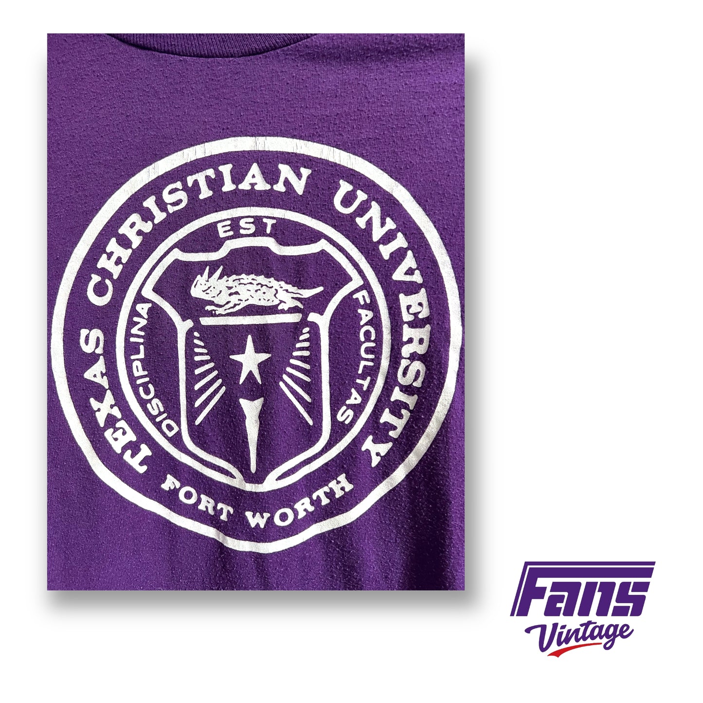 90s vintage TCU 'University Seal' logo t-shirt - Rare