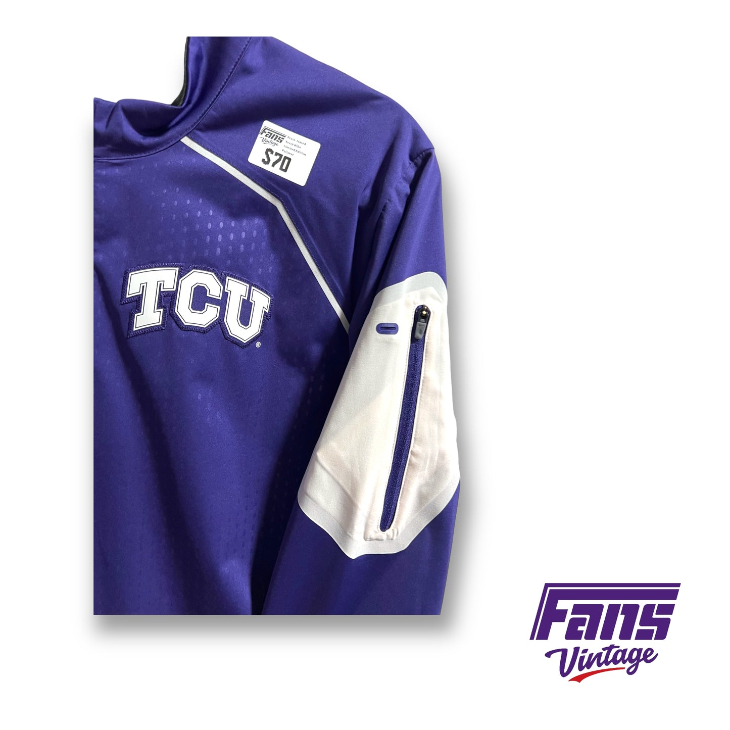 Premium Nike TCU team issued Alpha Fly Rush zip-up pullover Coach's jacket - Rare