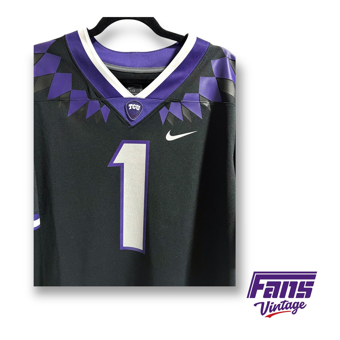 2021 Nike TCU Football "Spike Collar" Black Alternate Color Jersey