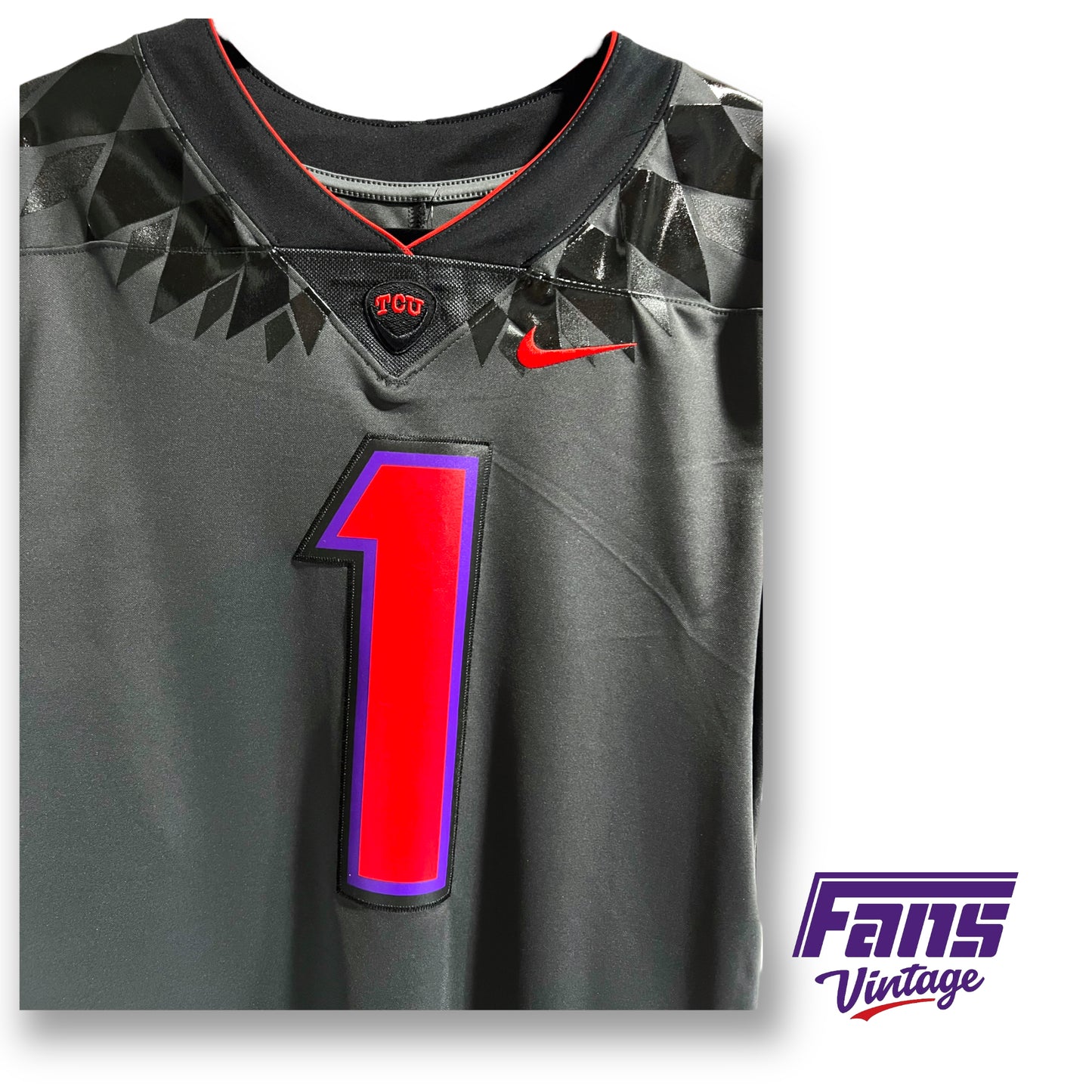 RARE Original 2018 Premium Stitched TCU Football Nike 'Spit Blood' Spike Collar football jersey - insane details!