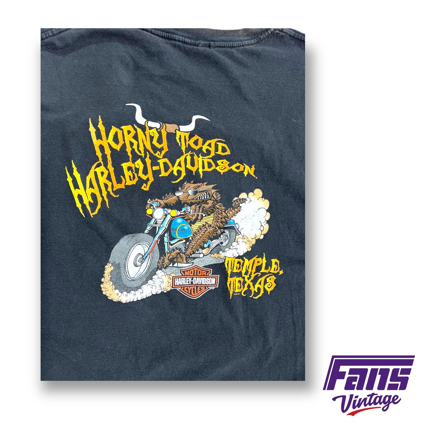 Vintage Harley Davidson 'Fat Boy' Pin Up Girl and Horny Toads tee- double sided
