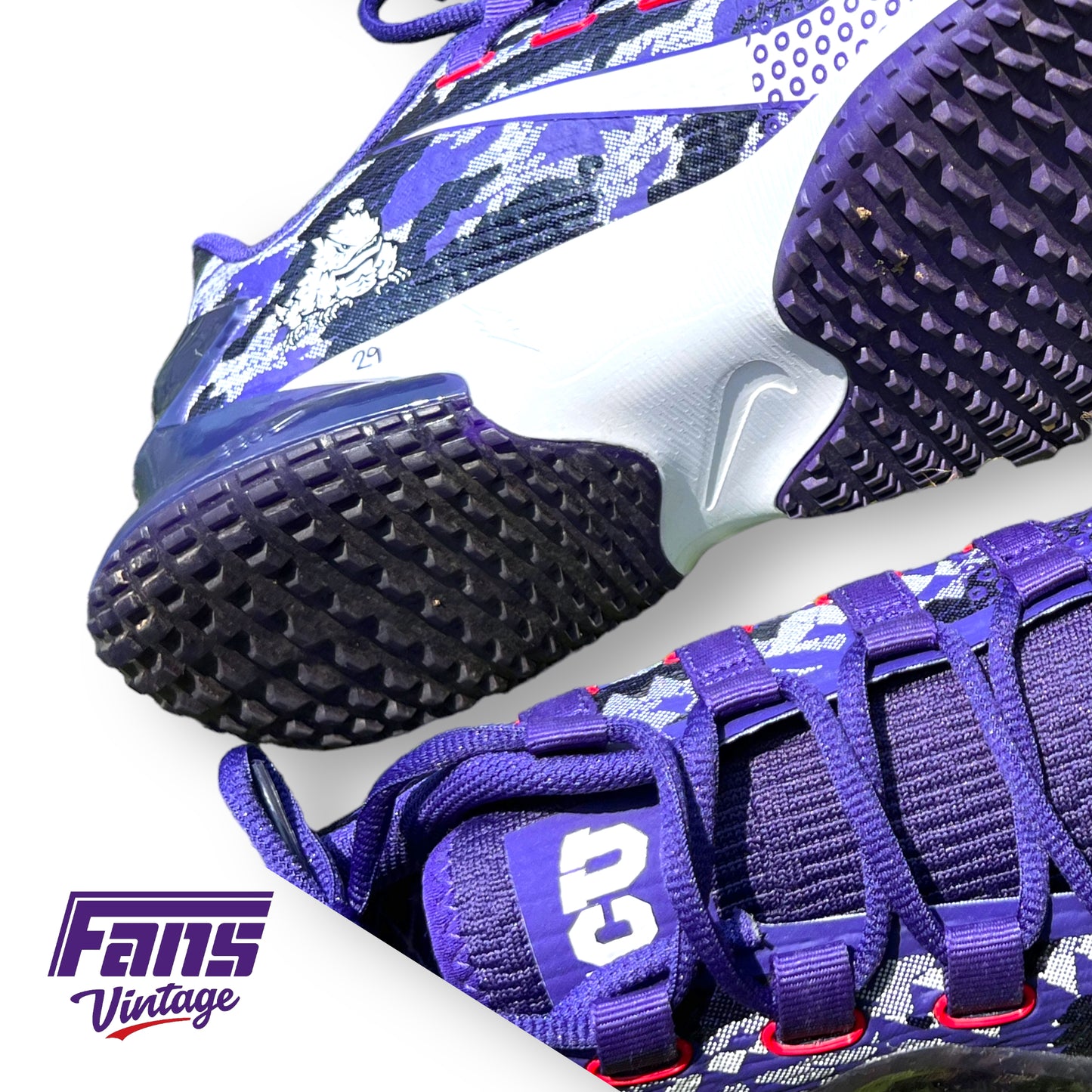 INSANE TCU Baseball Team Issued Game Worn College World Series Turf Shoes Nike Air Zoom