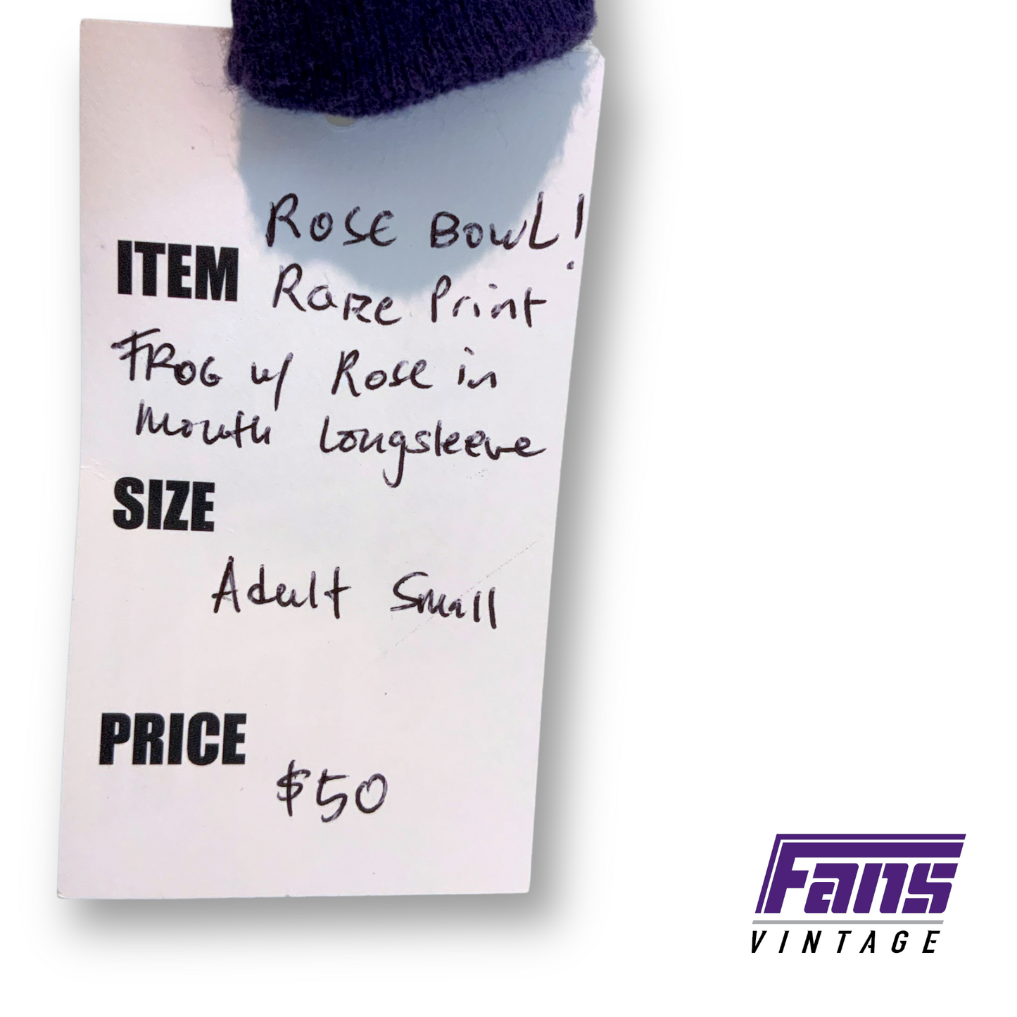 Rare print! TCU Rose Bowl Long Sleeve Tee w/ Frog Holding Rose in Mouth Graphic