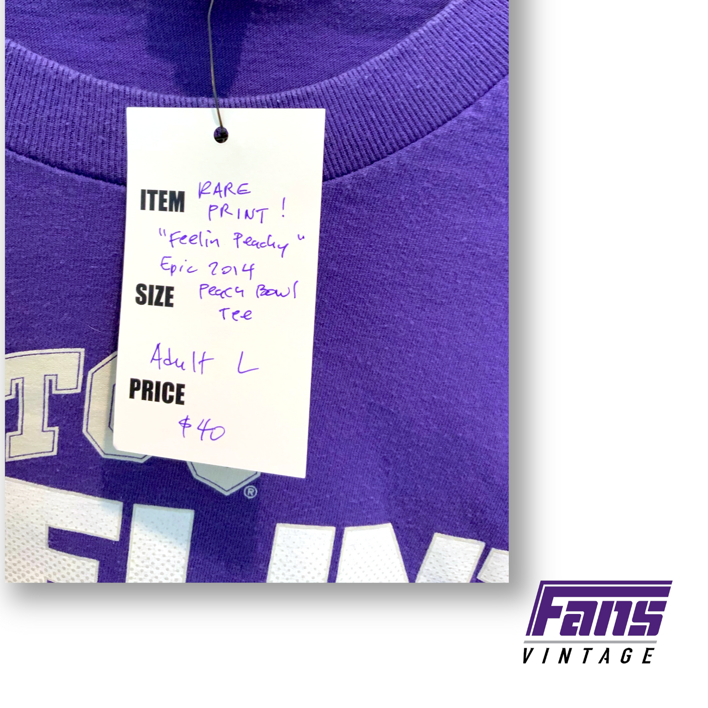 Rare Print! TCU Peach Bowl "Feelin' Peachy" 2014 Commemorative Tee