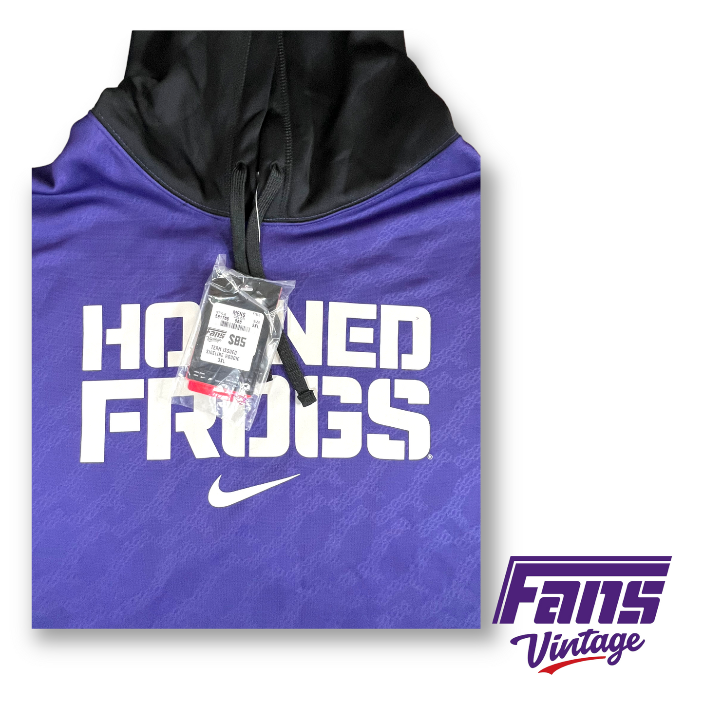 New with Tags! TEAM ISSUED TCU Football Nike Drifit Hoodie with Awesome All-Over Shadow Print