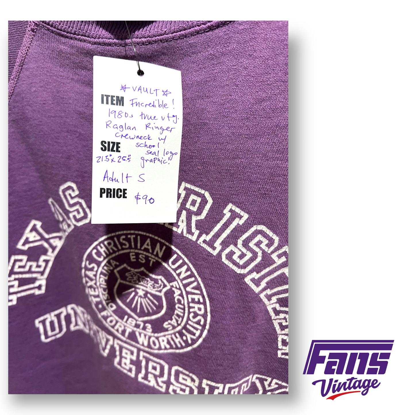 80s Vintage Raglan TCU Crewneck Sweater