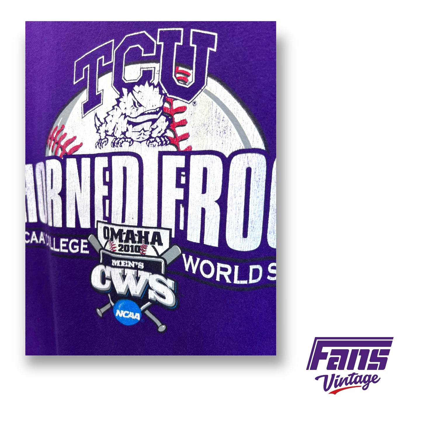 2010 CWS TCU Baseball - Vintage College World Series Tee with awesome graphics!