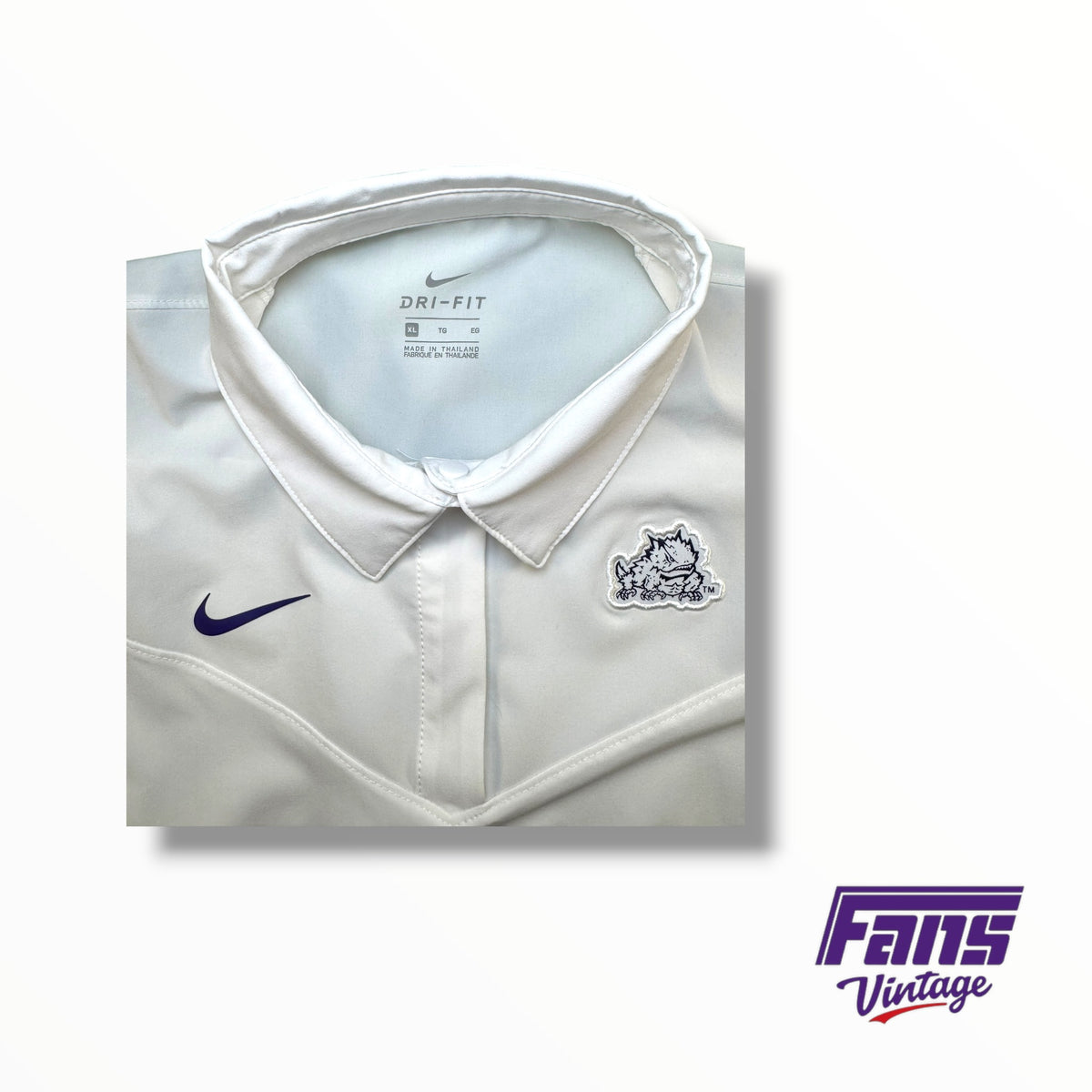 TCU Team Issued Nike On-Field Matte Whiteout Dri-Fit Polo