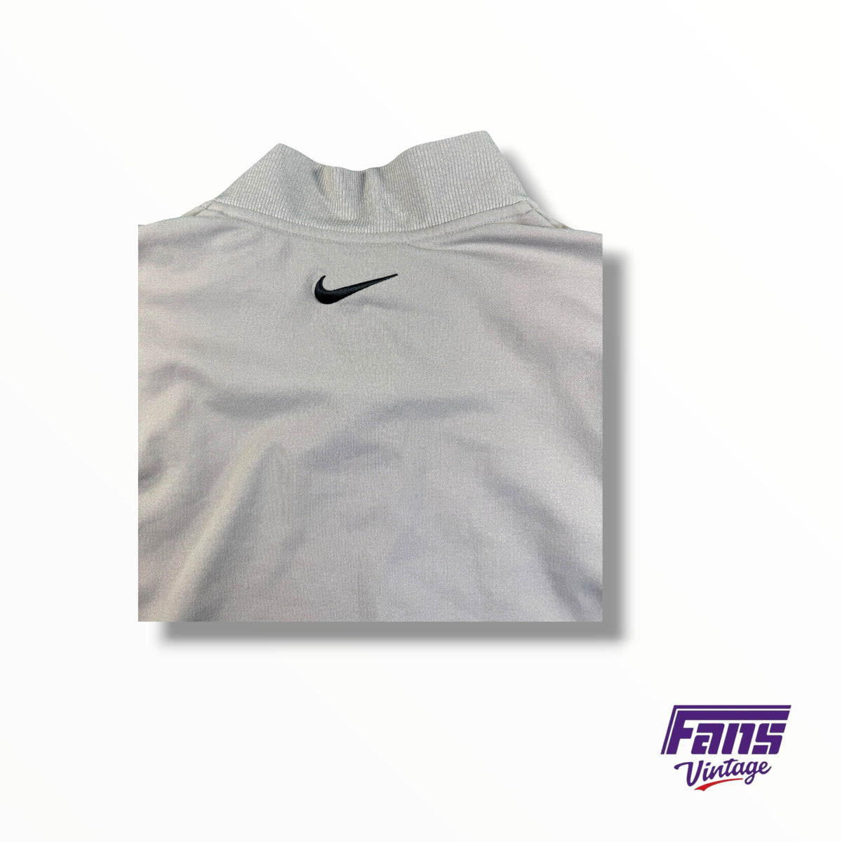 TCU Team Issued Woven Deluxe Beige Quarter Zip Pullover with Embroidered Logos