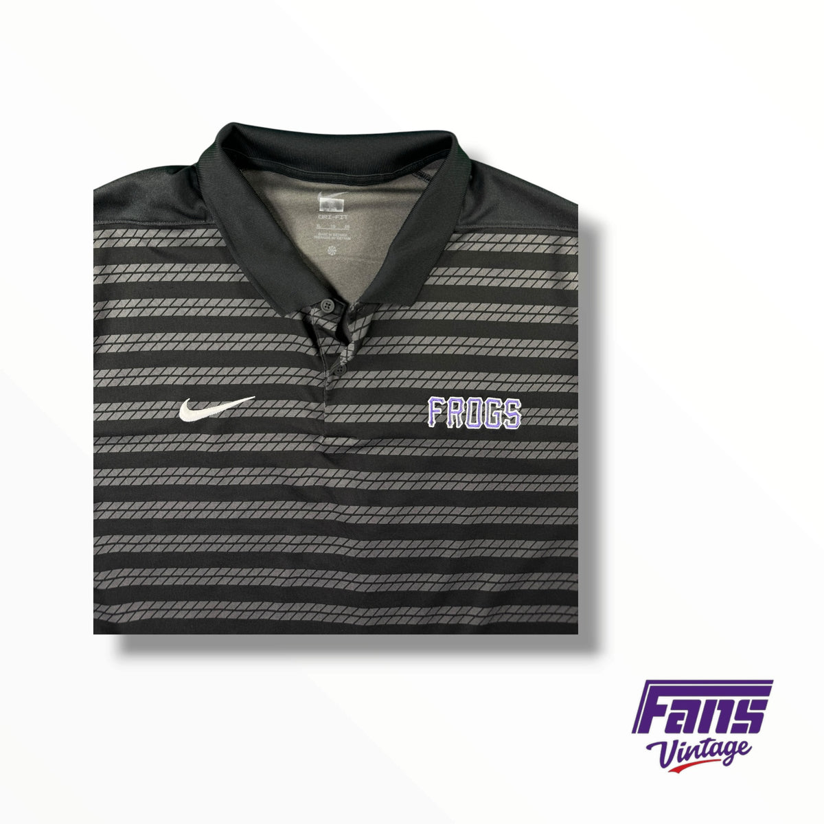TCU Baseball Block Letter ‘Frogs’ Team Issued Black and Charcoal Polo