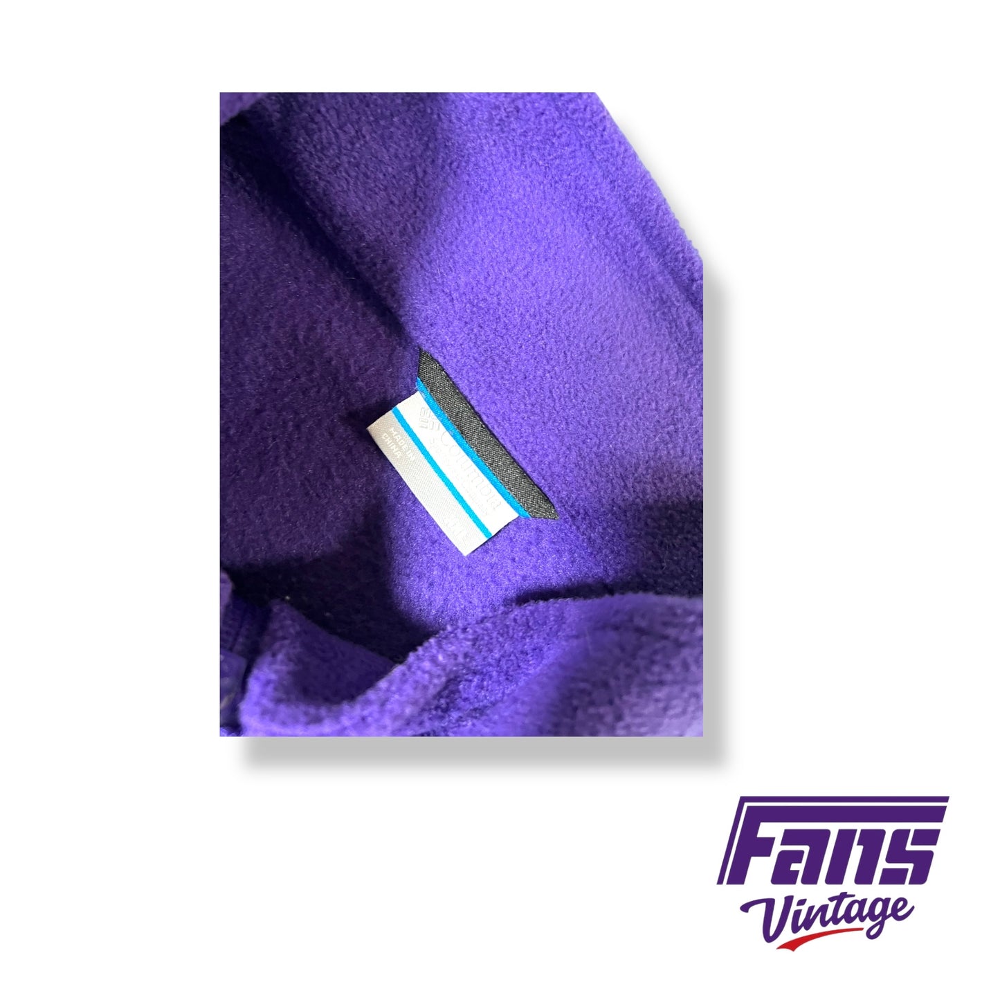 Purple TCU fuzzy Columbia full zip fleece vest
