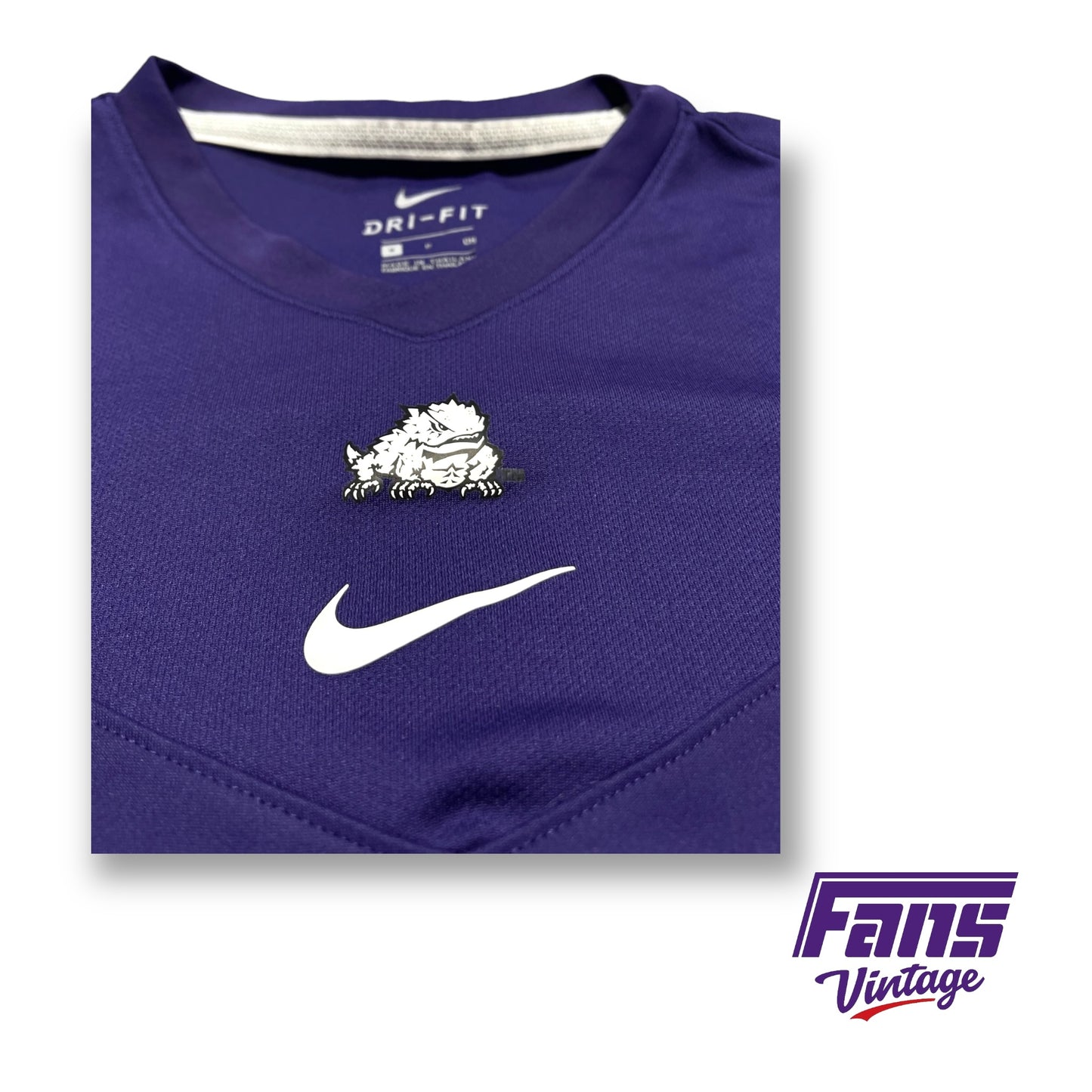 TCU Nike Premium Drifit Long Sleeve Shirt - Team Issue Center Swoosh training shirt