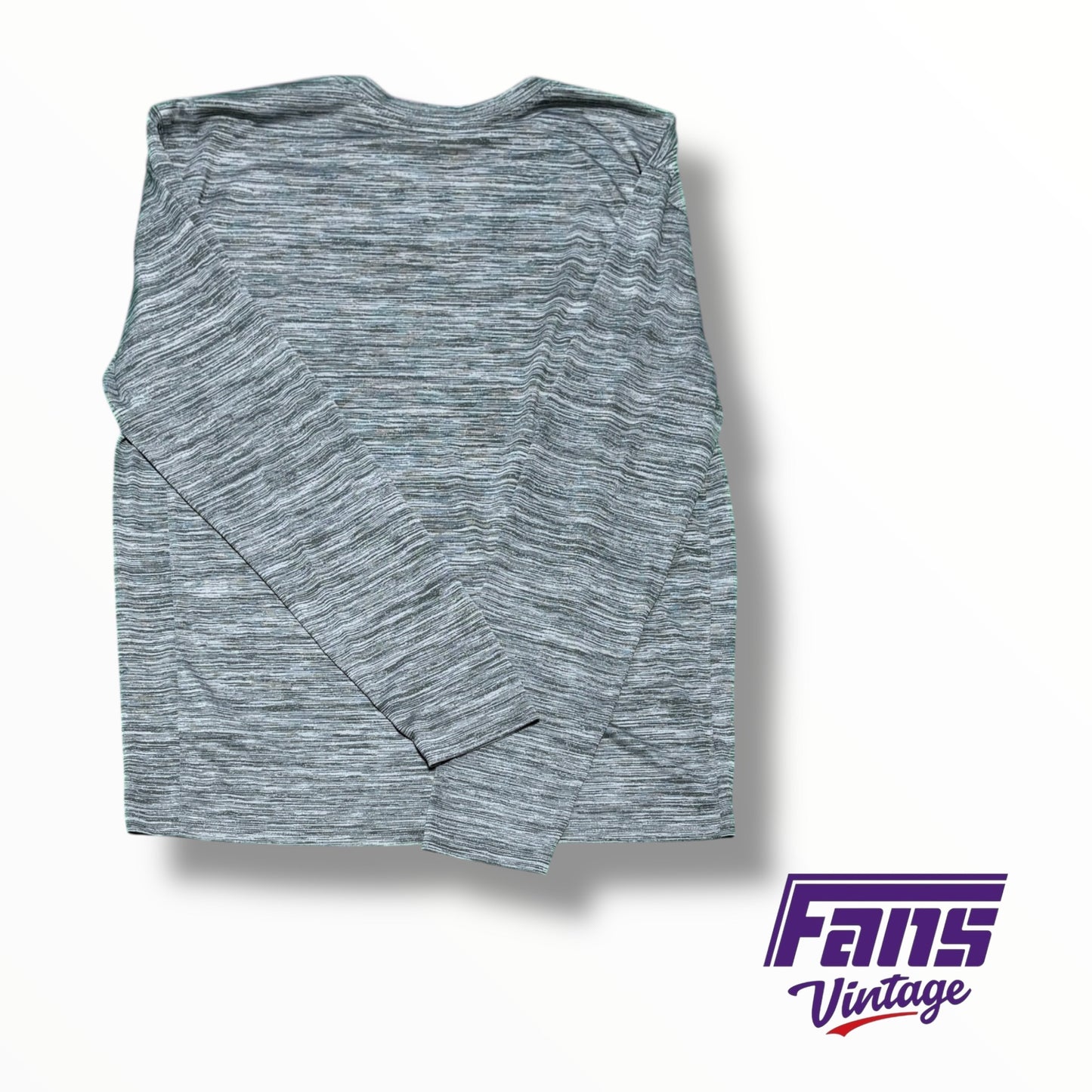 TCU Nike Team Issued ‘Horned Frogs’ Vertical Graphic Heather Gray Long Sleeve Shirt