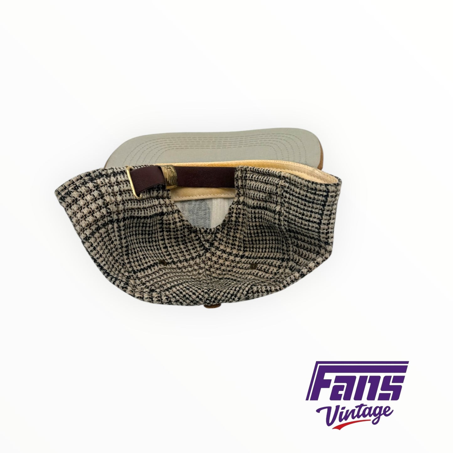 RARE! 90’s TCU tweed style Olde English logo strap back hat