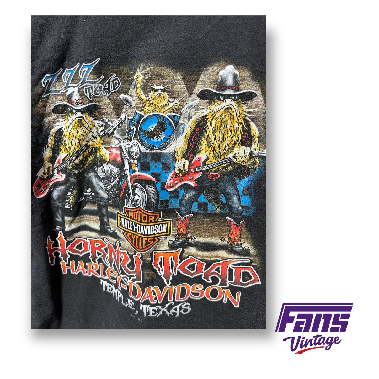 RARE! Rat Fink style Horny Toad Harley Tee featuring ZZ TOP Horned Frogs - insane graphics!