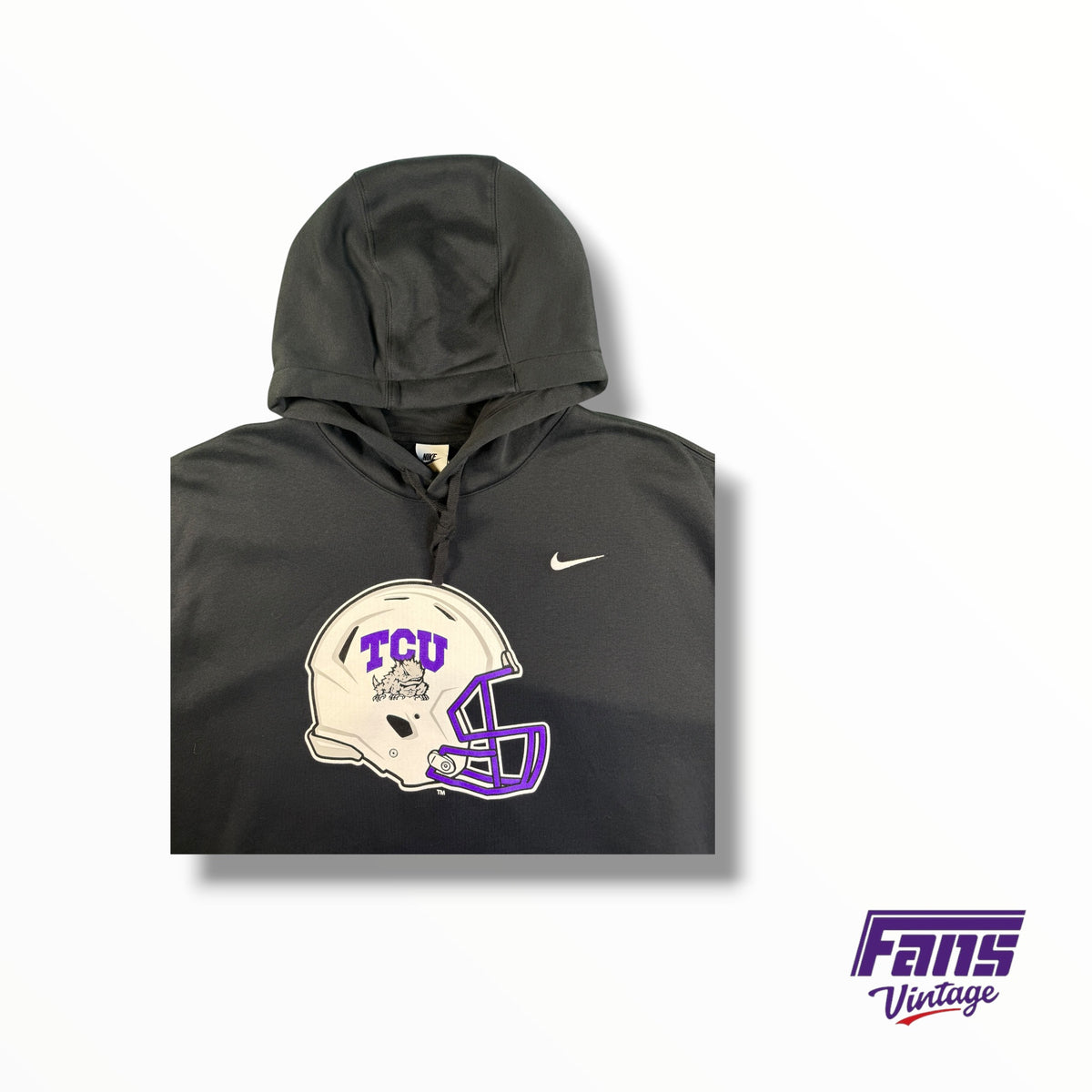 TCU Team Issued Player Custom Football Nike Helmet Drawstring Blackout Hoodie