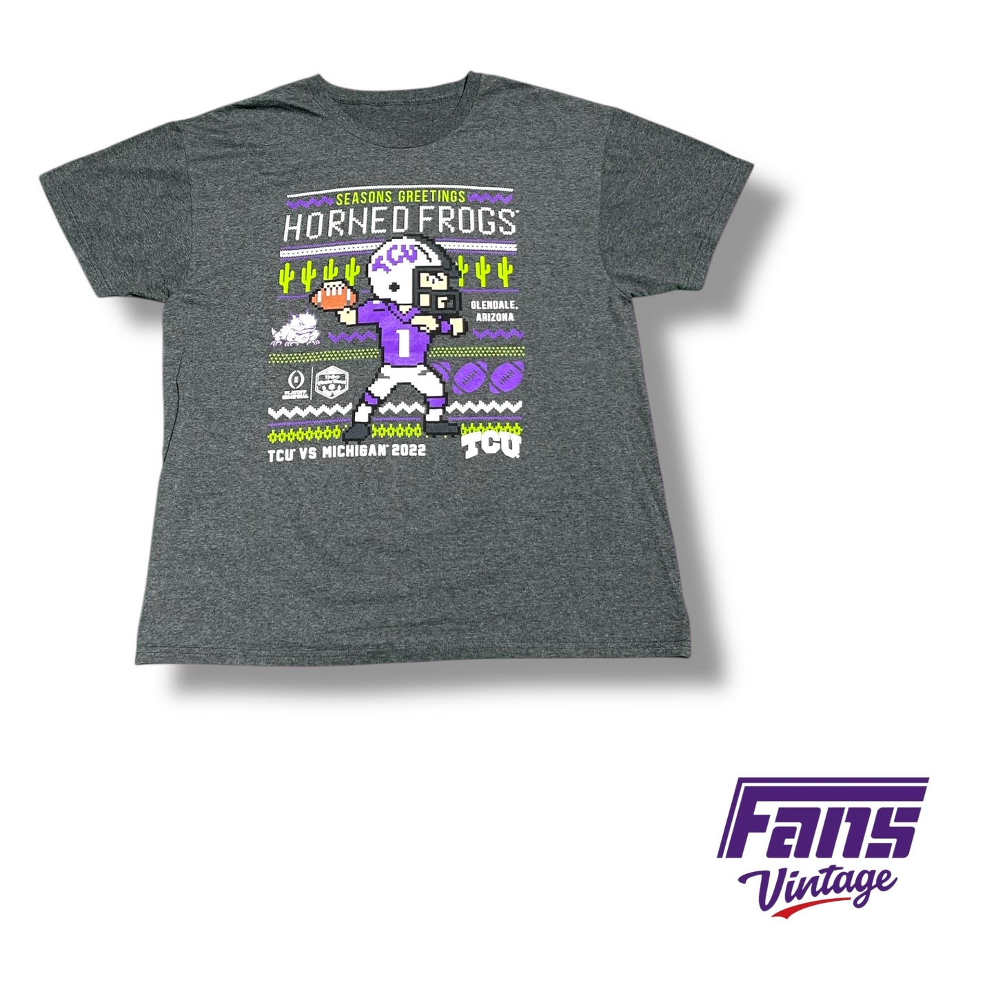 TCU Football Fiesta Bowl Retro 8 Bit Video Game Style Christmas Tee