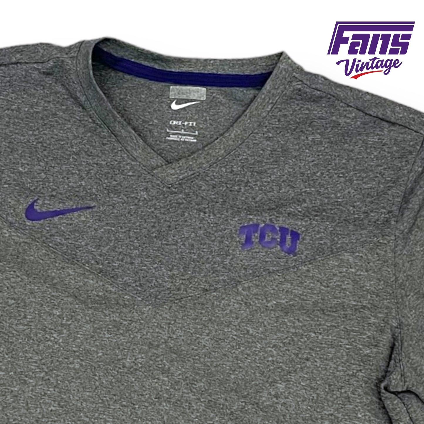 TCU Team Issue Nike Premium V-Neck Long Sleeve Training Shirt