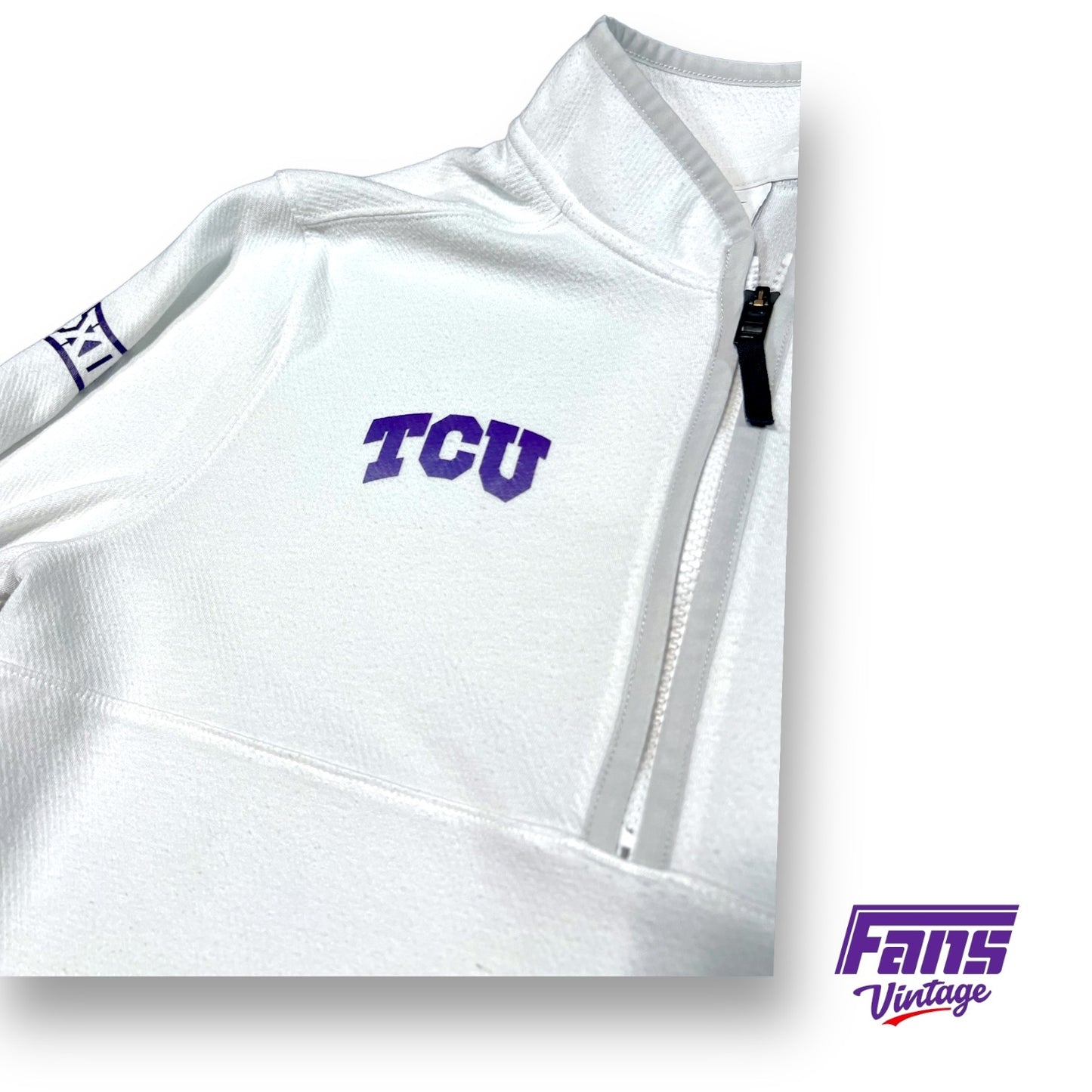 Wow! TCU Team Exclusive Ultra Soft Frosty White Lightweight Fleece Feel Quarterzip Pullover