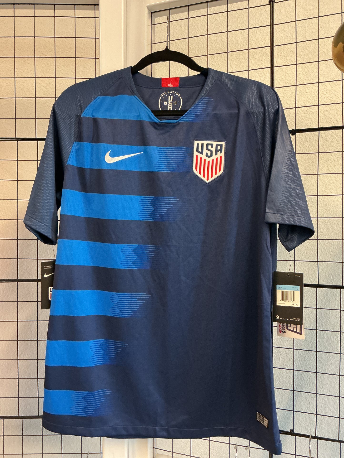 USMNT 2017 World Cup Jersey with Embroidered Details with a Gradient Striped Design