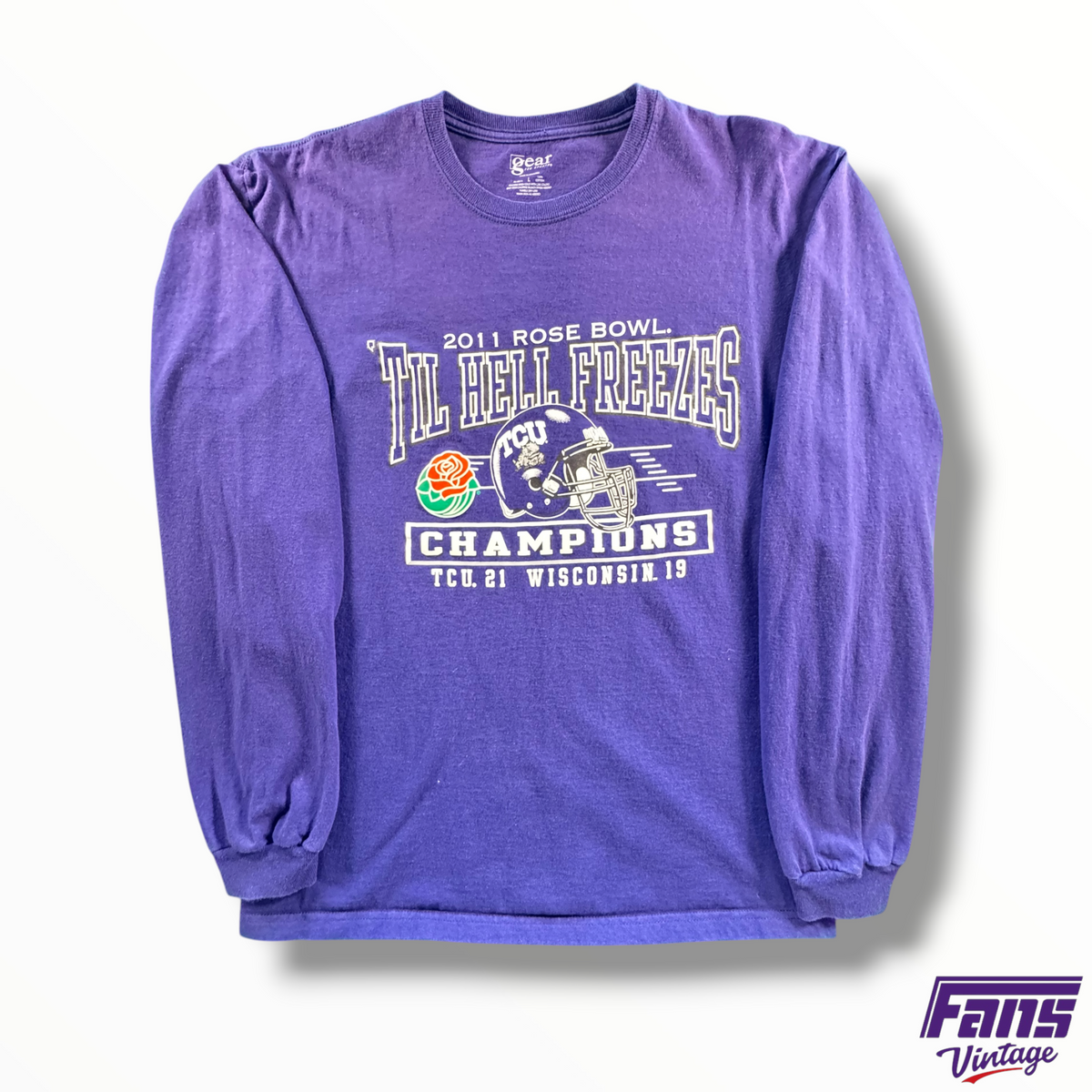 Rare Vintage TCU Rose Bowl Champions ‘Til Hell Freezes’ Purple Long Sleeve