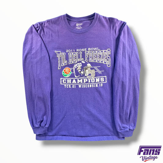 Rare Vintage TCU Rose Bowl Champions ‘Til Hell Freezes’ Purple Long Sleeve