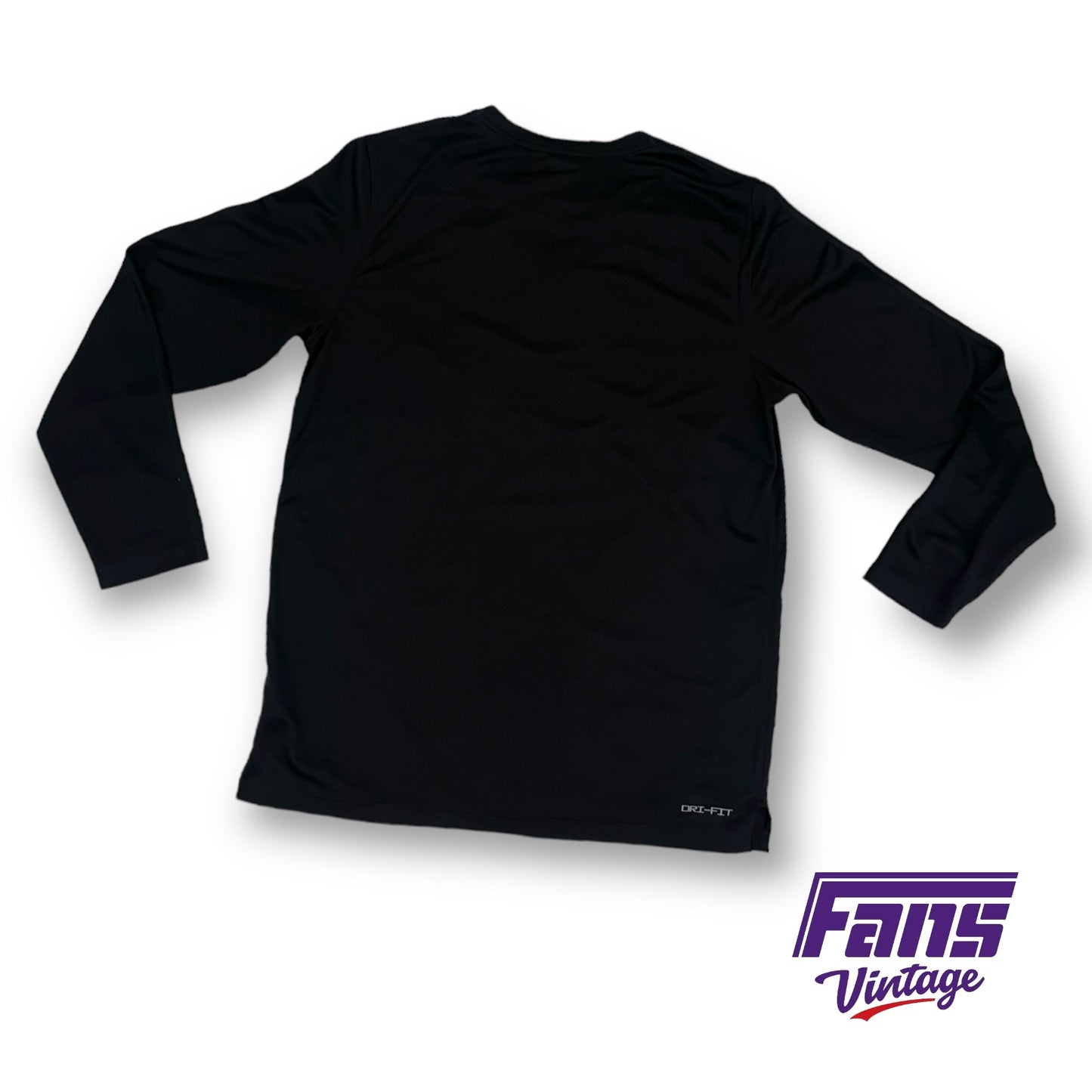 TCU Football Team Issue Nike Premium Long Sleeve Training Shirt - Woven Black Drifit “Move To Zero”