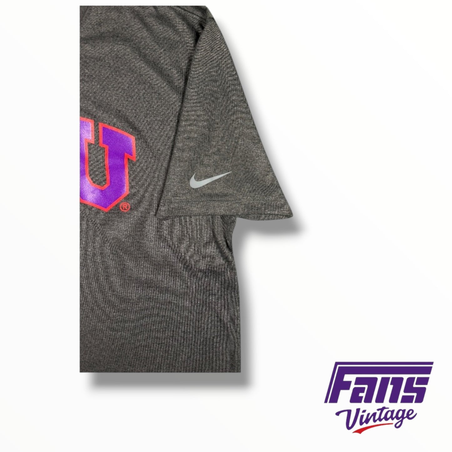 TCU Nike Team Issued Anthracite Gray ‘Spit Blood’ Logo Tee