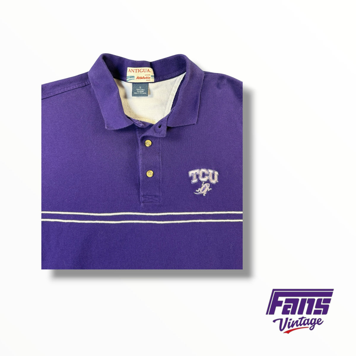 Vintage TCU Cotton Antigua Polo With Embroidered Logos