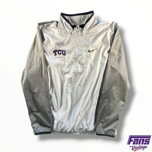TCU Baseball Team Issued Nike Premium Gray Quarter Zip Pullover