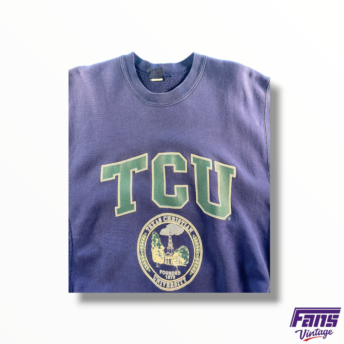 RARE 90s Vintage TCU Navy Crewneck Sweater with Robert Carr Chapel Logo