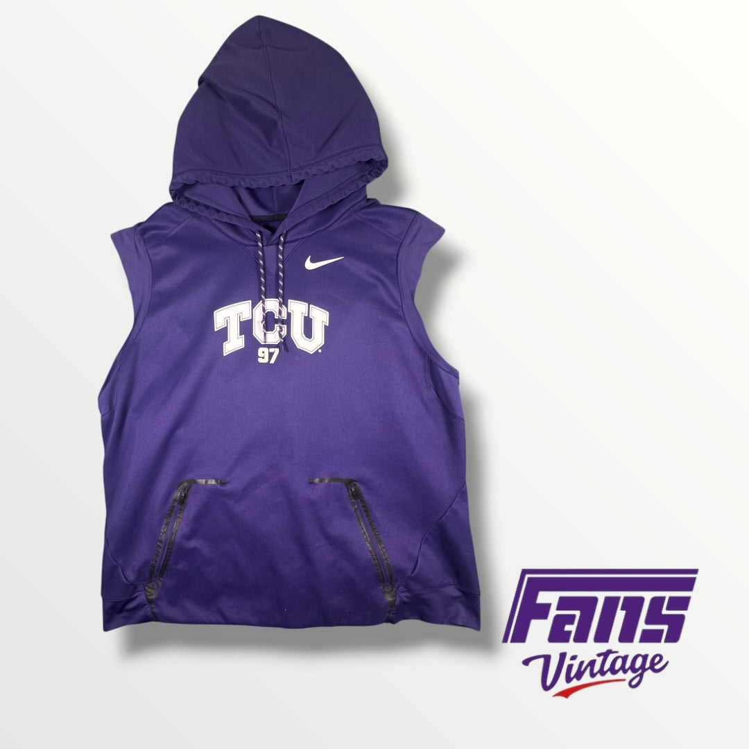 Team-Issued Nike Purple TCU Sleeveless Hoodie