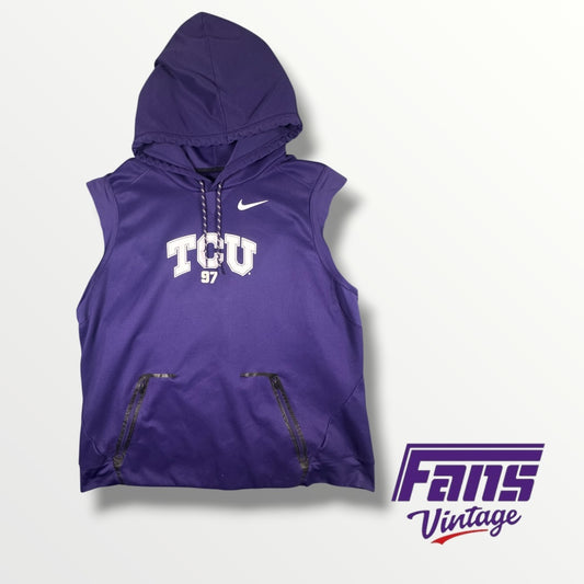 Team-Issued Nike Purple TCU Sleeveless Hoodie