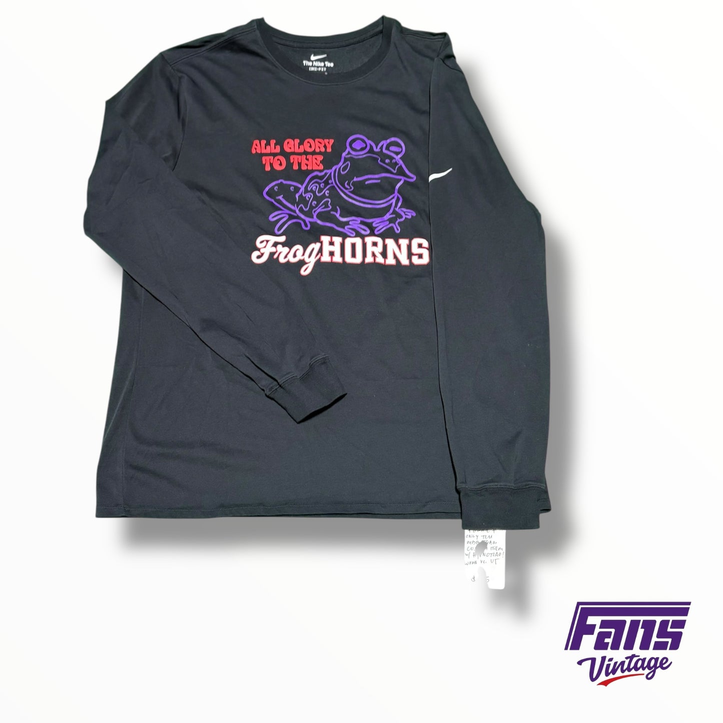 Rare! TCU Basketball Nike Team Issued "All Glory To The Frog Horns" Long Sleeve Shirt