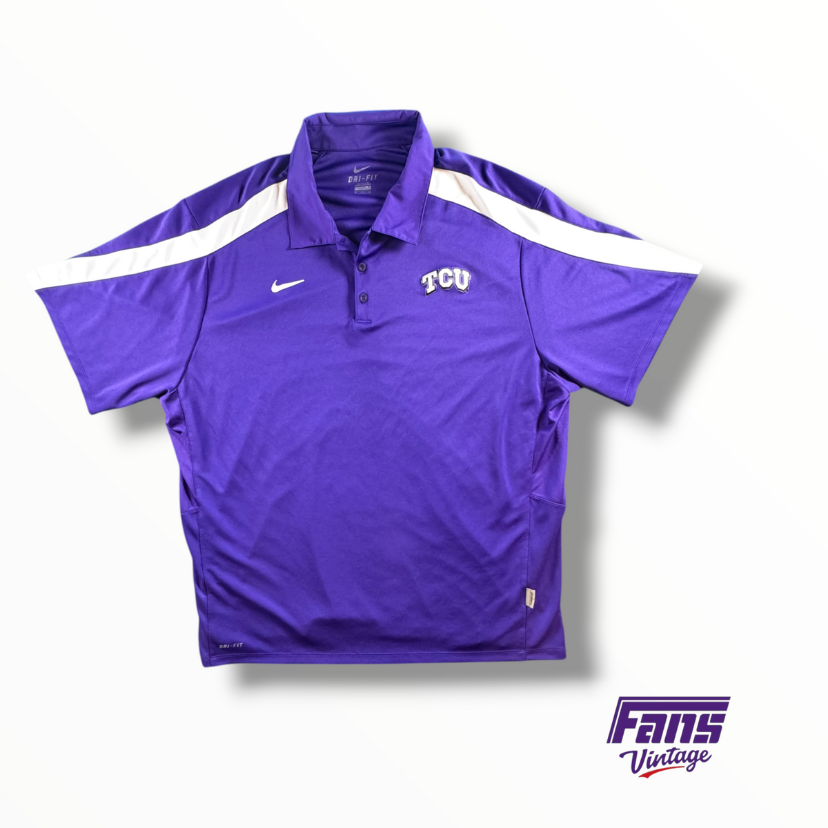 TCU Team Issued Nike Dri-Fit Coach Metallic Logo Polo