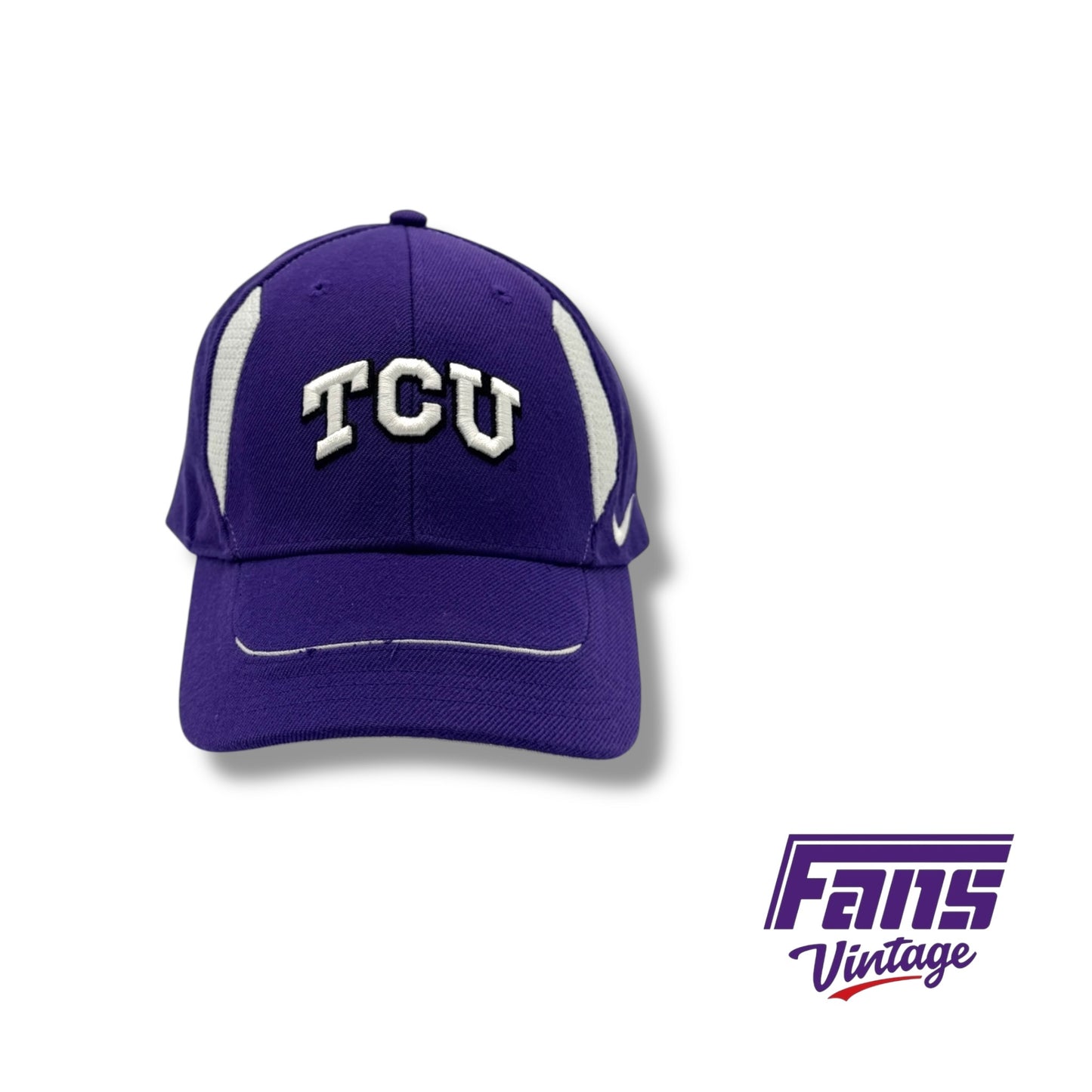 Vintage Y2K TCU Nike Team Issued Football Velcro Strap Back Hat ￼
