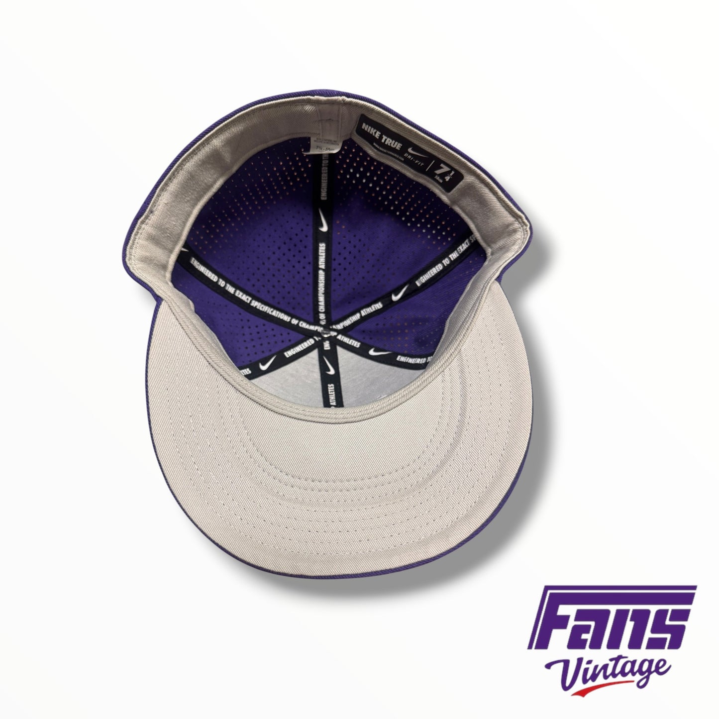 TCU Baseball Team-Issued Nike Purple Fitted Hat with White Logo