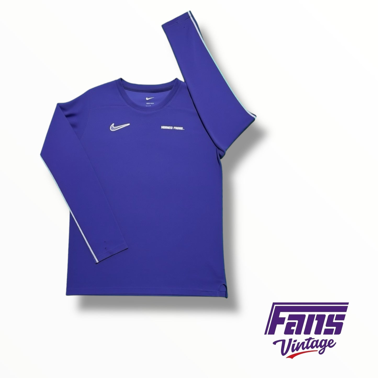 TCU Football Nike Team Issued Purple Long Sleeve UPF 40+ Woven Lightweight Training Long Sleeve Shirt ￼