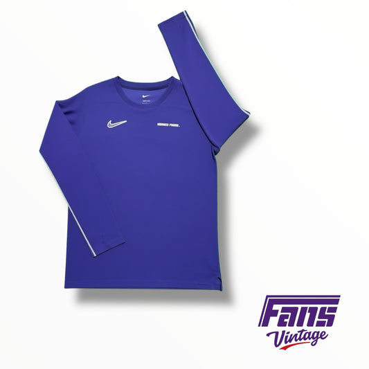 TCU Football Nike Team Issued Purple Long Sleeve UPF 40+ Woven Lightweight Training Long Sleeve Shirt ￼