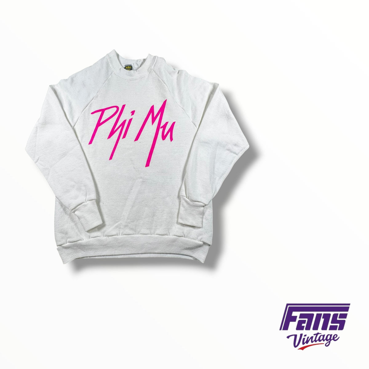 Vintage 80s Sorority Phi Mu Raglan Sleeve Crewneck Sweater