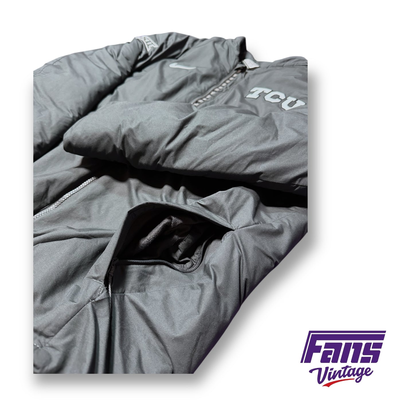 TCU Baseball Team Issued Goose Down Bomber Style Puffer Jacket