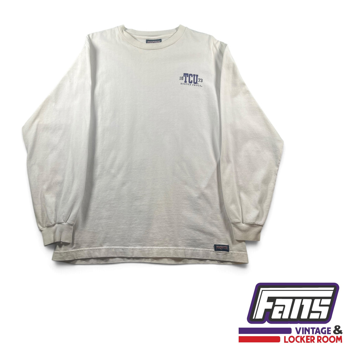 Vintage TCU White Long Sleeve T-Shirt with 1873 University Seal Logo